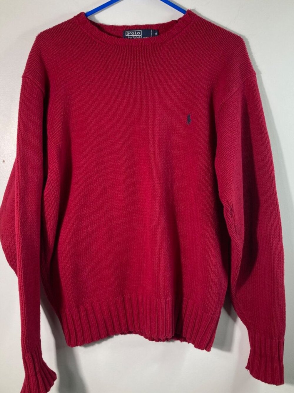 Mens Polo Ralph Lauren Crew Neck Cotton Sweater M Red